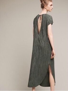 NEW Sabina Musayev Green Textured Renaissance Midi Dress S